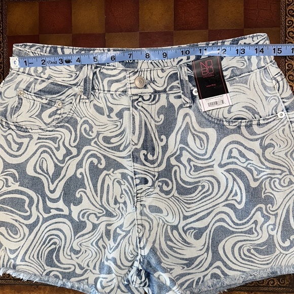 Shorts Midi High Rise Juniors size 9 Raw Hem multicolor two tone blue NWT - Picture 9 of 14